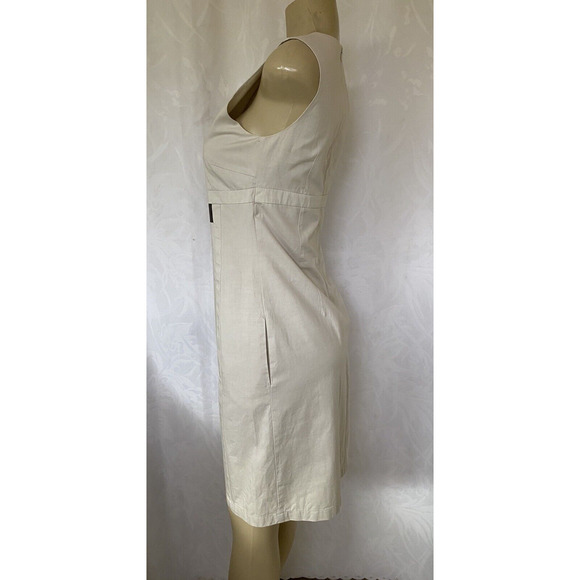 S' Max Mara Dress Sand Beige Cotton Sleeveless Round Neck Sheath Back zi… - Picture 4 of 7